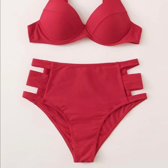 underwire high waisted bikini set
